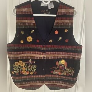 Bobbie Brooks vintage Dark Navy Embroidered Vest size 12/14